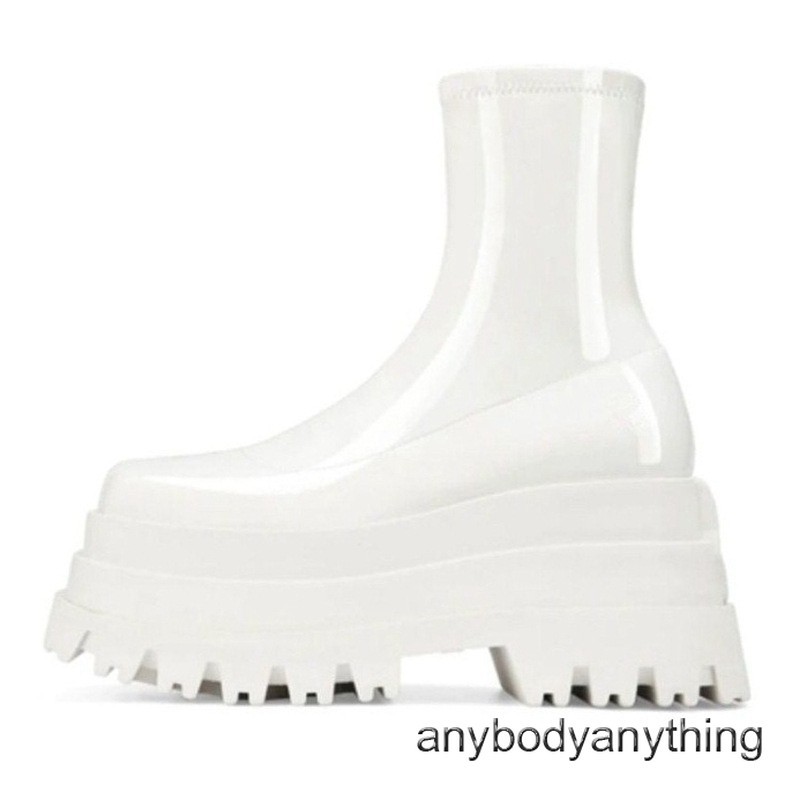 Street Style Women Thick Soled Platform Stretchy Ankle Boots High Heel Round Toe