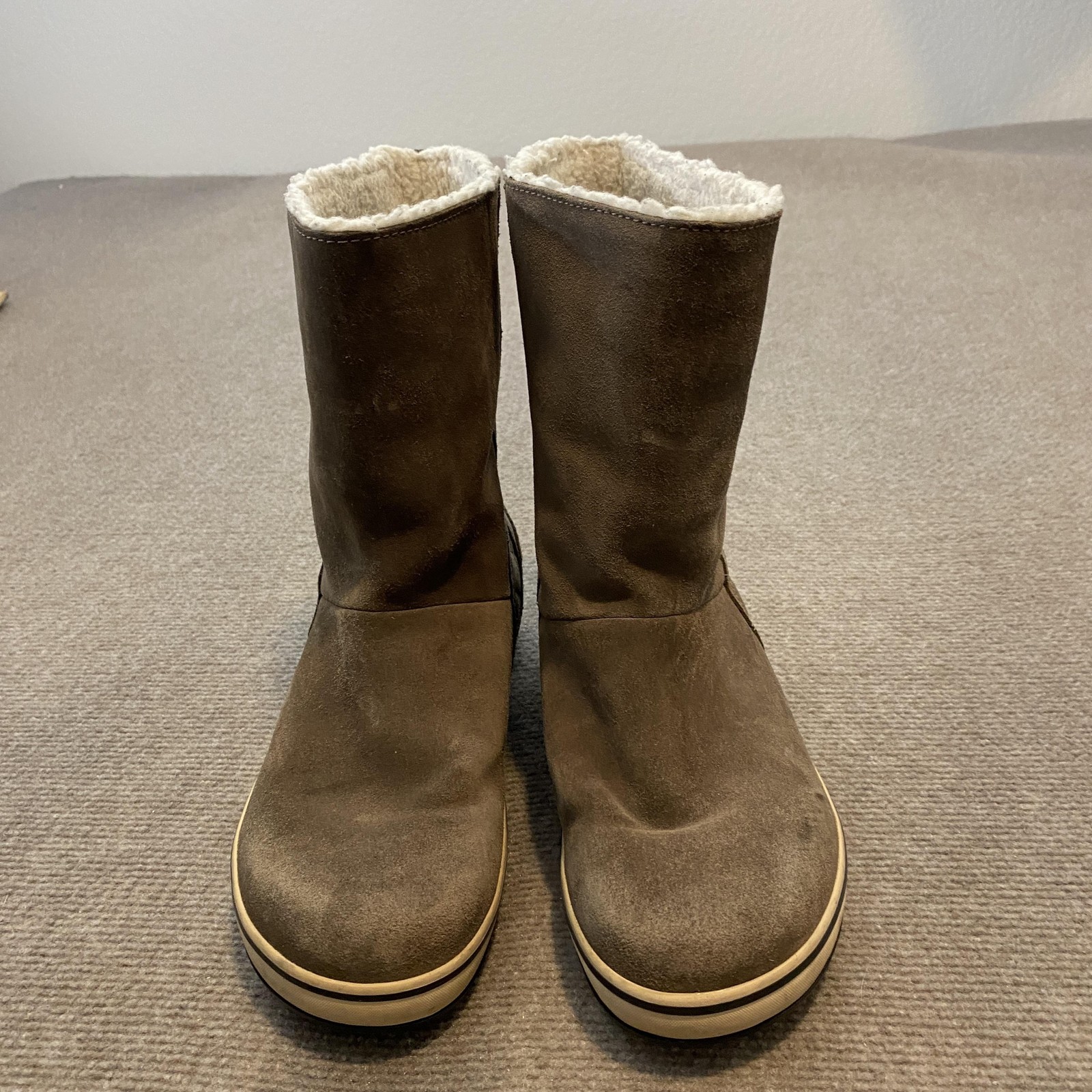 Sorel Snow Boots Womens Size 7 Brown Suede Faux Fur Waterproof NL1975-269