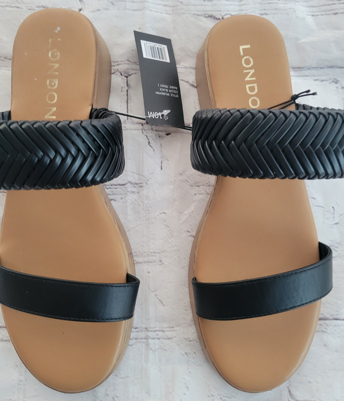 London Fog Collection Women’s Trixey 2 Black Slide Sandals Size 10 New with Tag