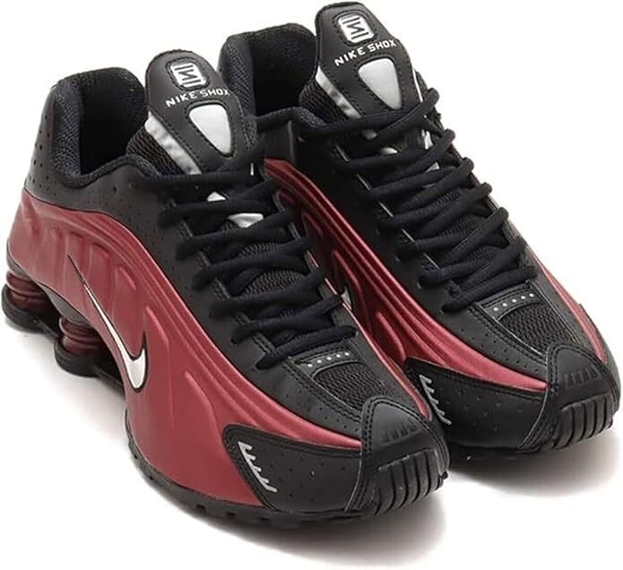 NIKE Women’s Shox R4 AR3565-009 Black Team Red Metallic Silver New