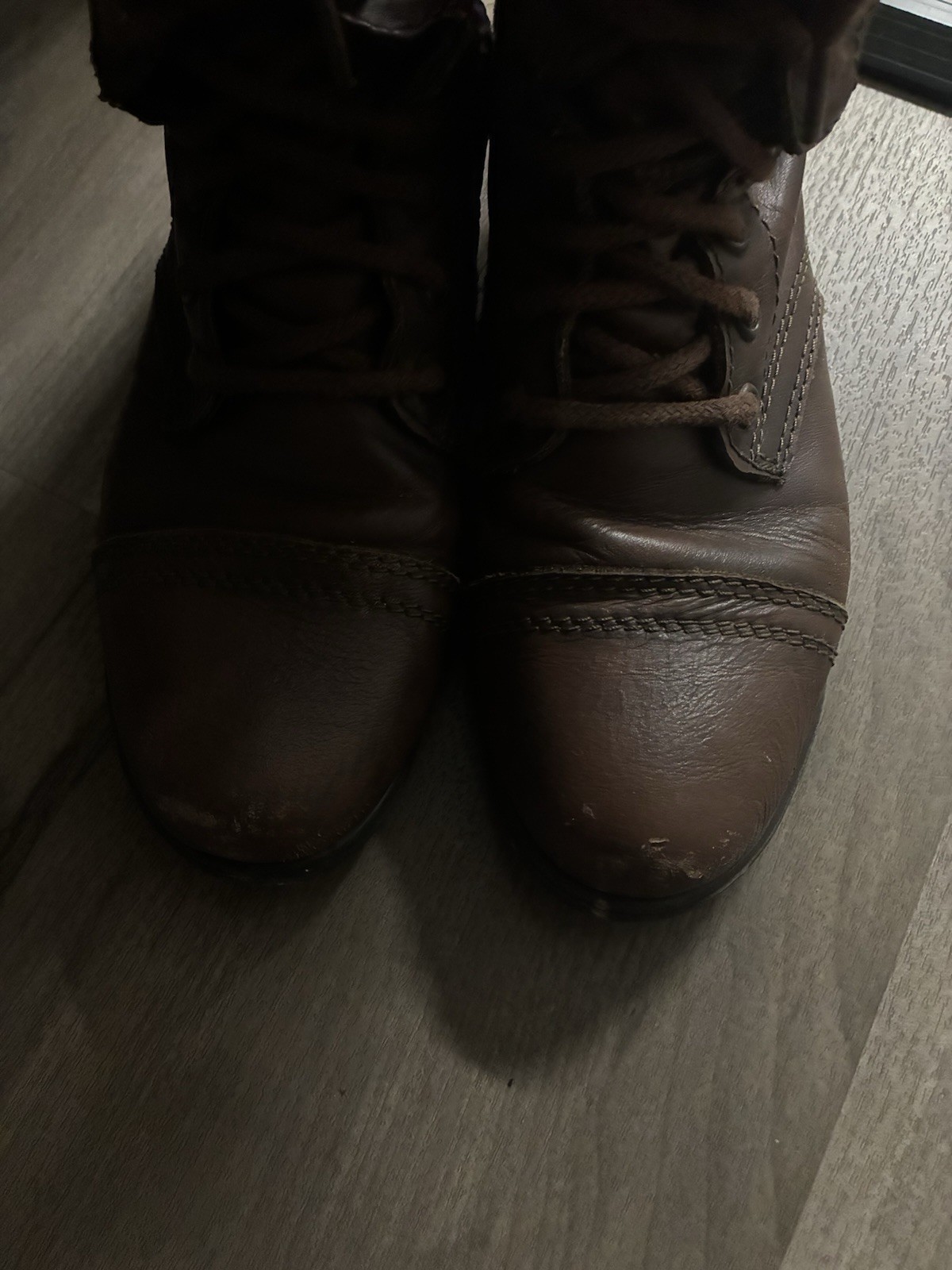 Steve Madden Troopa Mahogany Brown Leather Zip Lace Combat Fashion Boots Sz 7 M