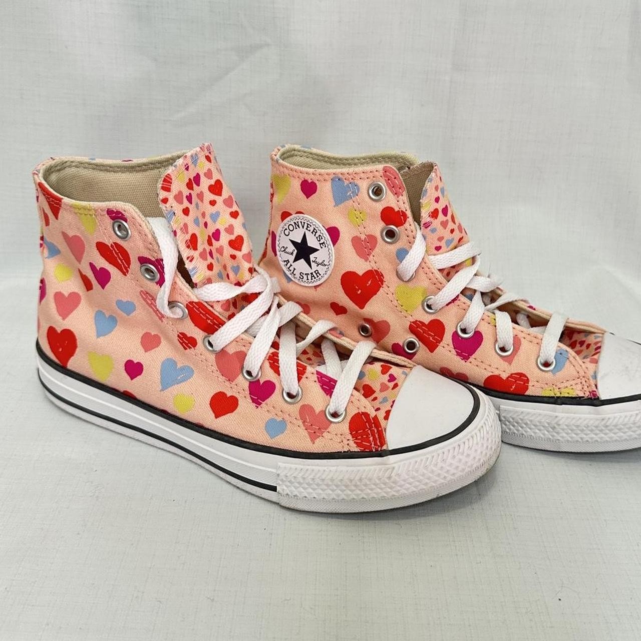Converse All Star Pink Heart Print Hi-Top Sneakers – US Mens 4 Womens 6