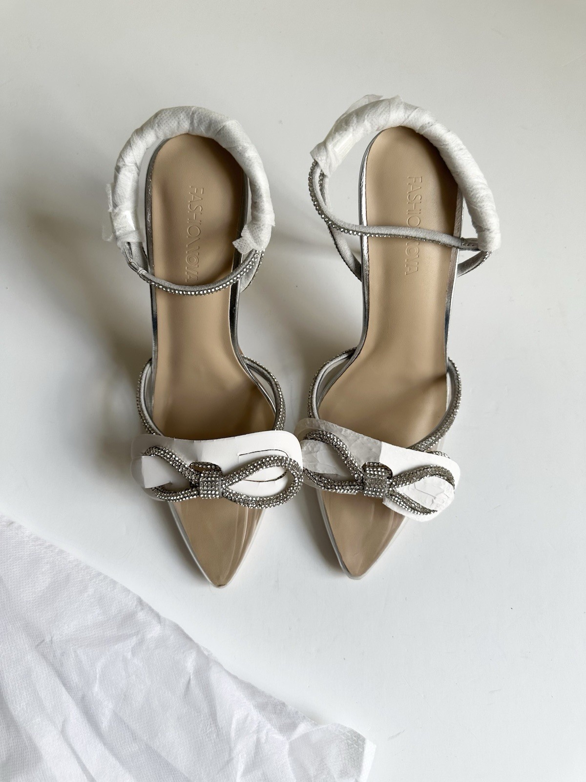Fashion Nova 8 Covered in Diamonds Clear Elegant Silver Stiletto High Heels
