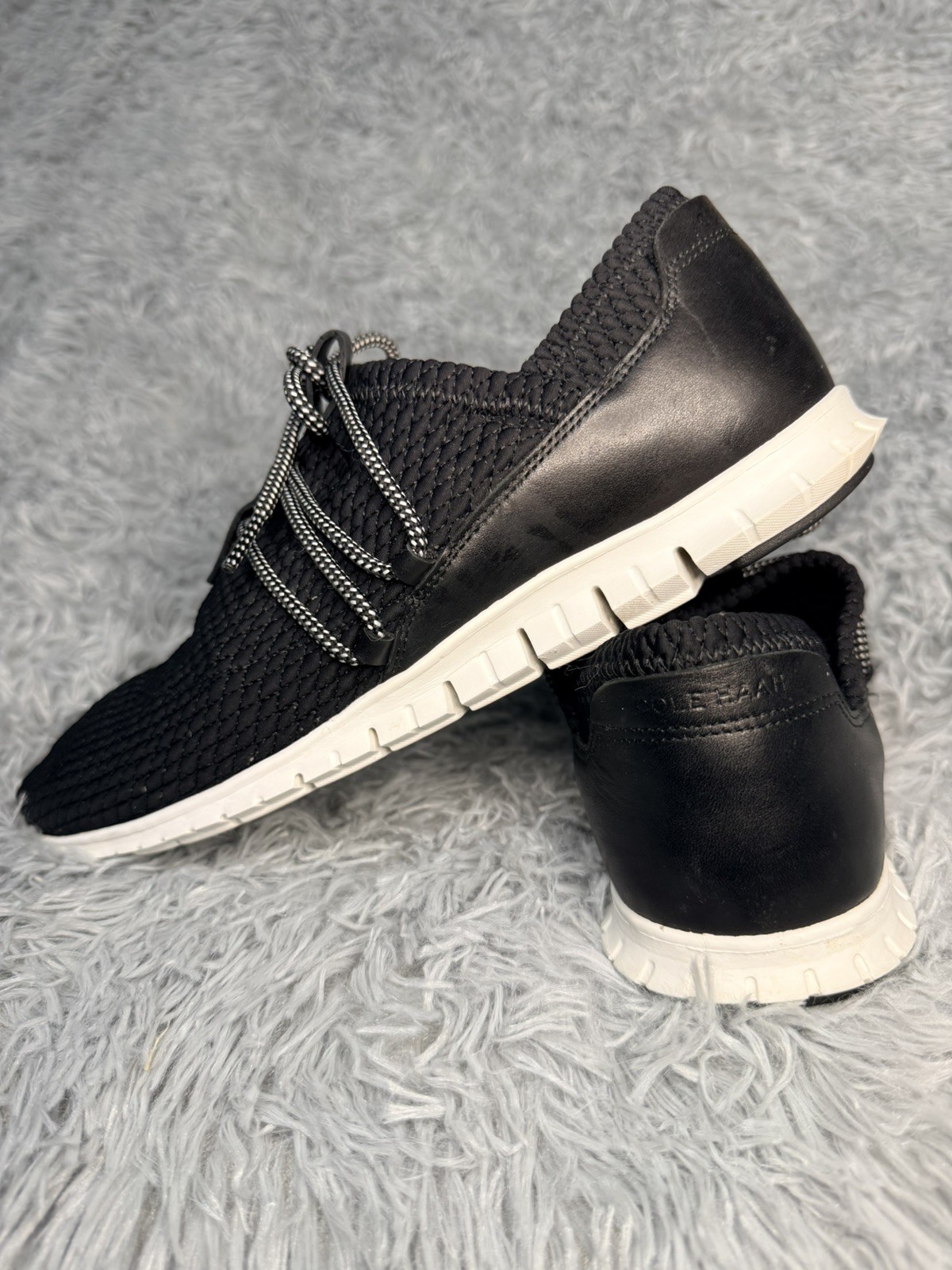 Cole Haan ZeroGrand Quilted Casual Sneakers Black Stretch Textile Leather s 9