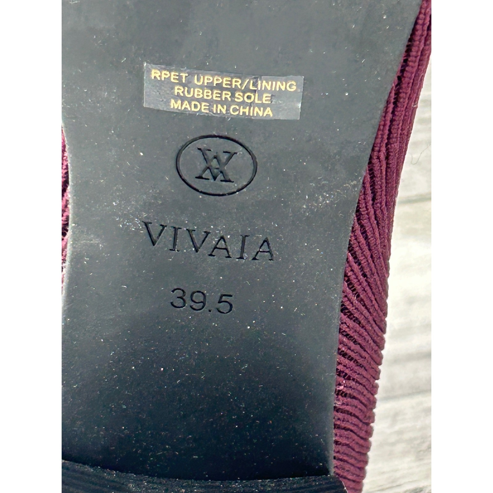 Vivaia Melia Square Toe Block Heel Ankle Sock Boots Burgundy Wine EU 39.5 US 8.5
