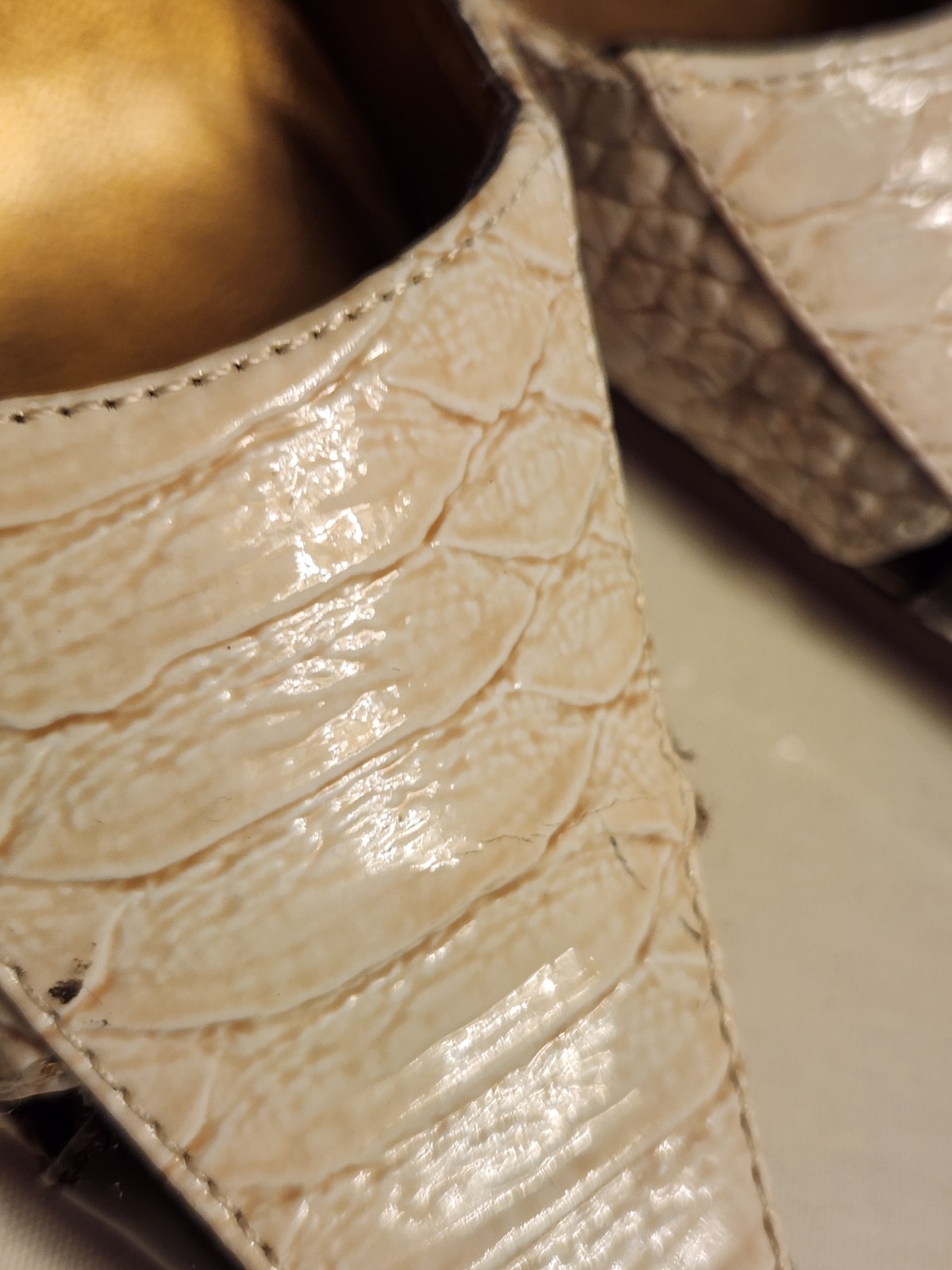 CARRINI Snake Skin Heels Beige brown 4″ heels Patten SZ 8
