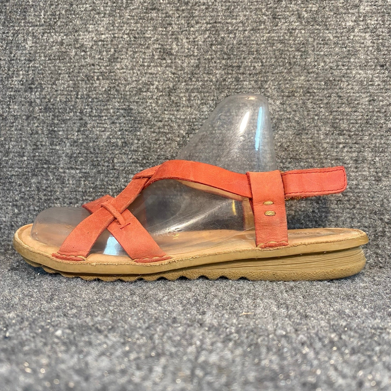 Born Rainey Salmon Red Leather Strappy Slingback Comfort Sandals Womens 8 EU 39