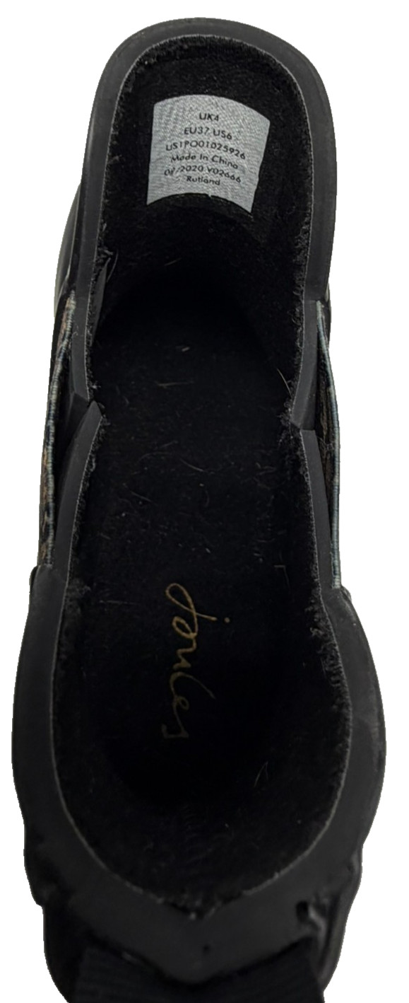 Joules Rutland rubber ankle rain Boots in black with a snakeskin pattern size 6