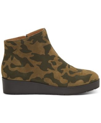 LUCKY BRAND Womens Green 0.5″ Platform Karmeya Wedge Leather Booties 7.5 M
