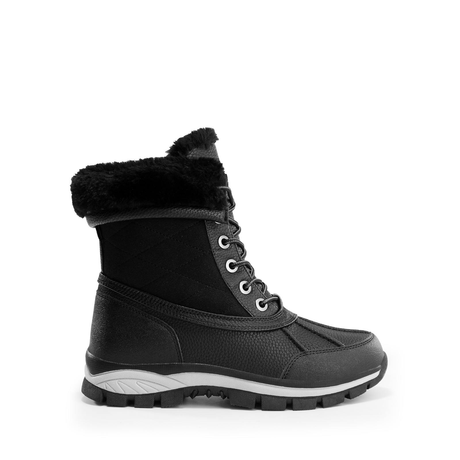 Women Snow Boots Winter Boots Mid Calf Lace Up Warm Faux Fur Fuzzy Duck Boots