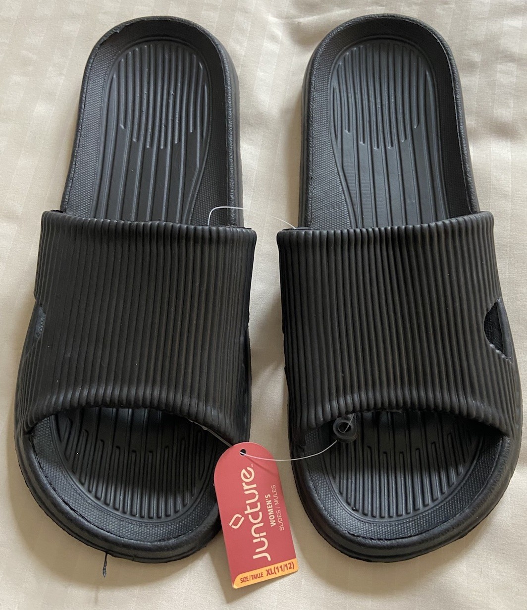 NWT Women’s JUNCTURE Black Rubber Pool Slide/Mule Sandals – Size XL 11/12
