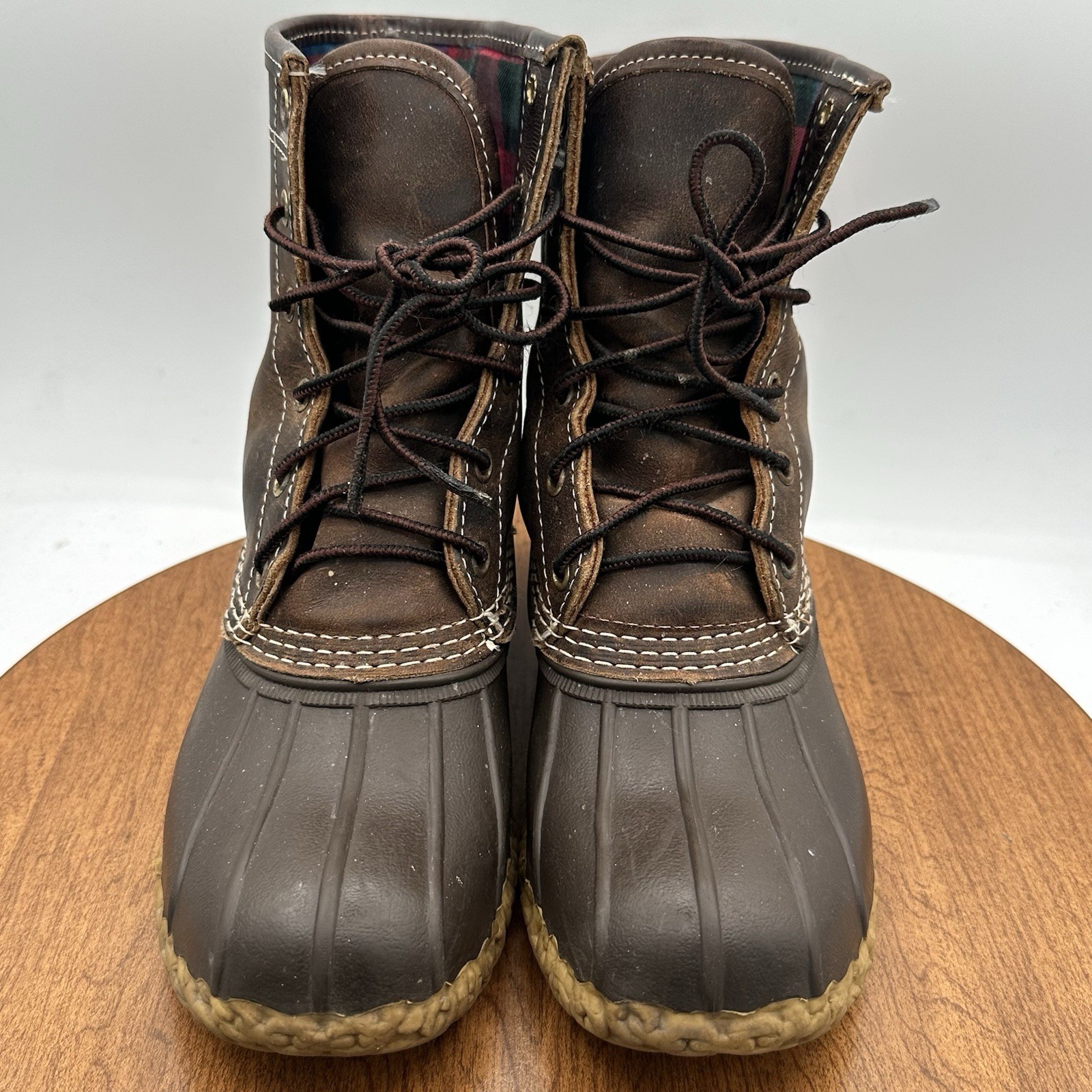 LL Bean Women’s Brown Leather 6” Flannel Lined Waterproof Duck Boots Size 6M USA