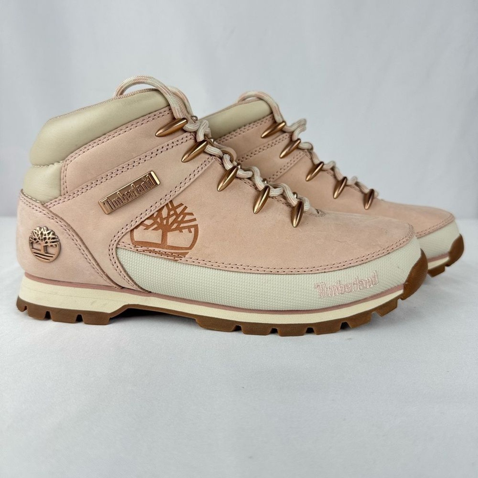 Timberland Pink Euro Sprint Mid Hiker Boots -Leather