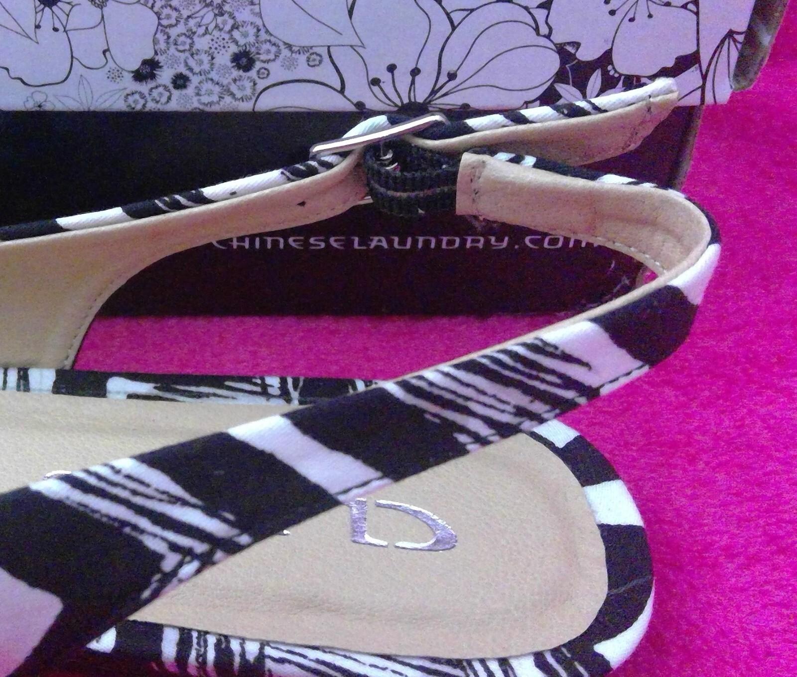 CL BY LAUNDRY BRILLIANCE Black White Slingback Womens Shoes 6 Medium B M
