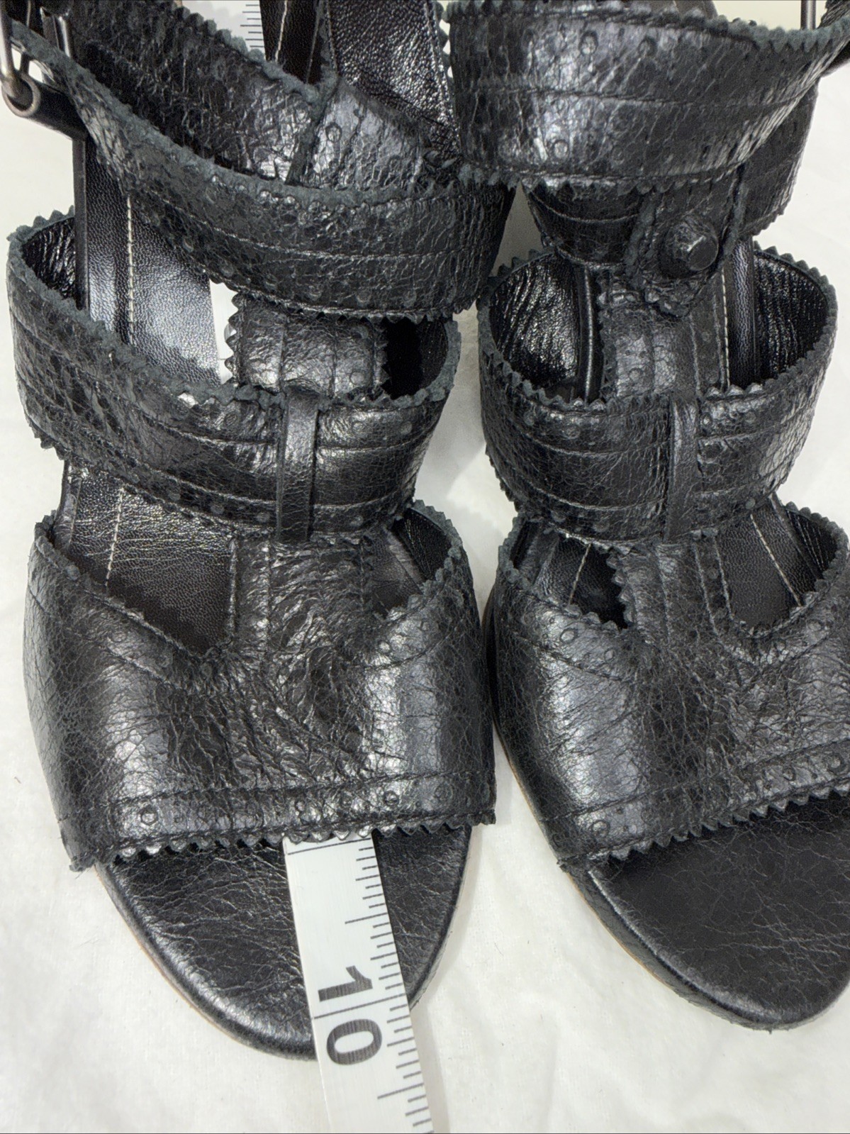 Balenciaga 39.5 Sandals Wedge Gladiator Caged Ankle Booties Covered Studs Poms