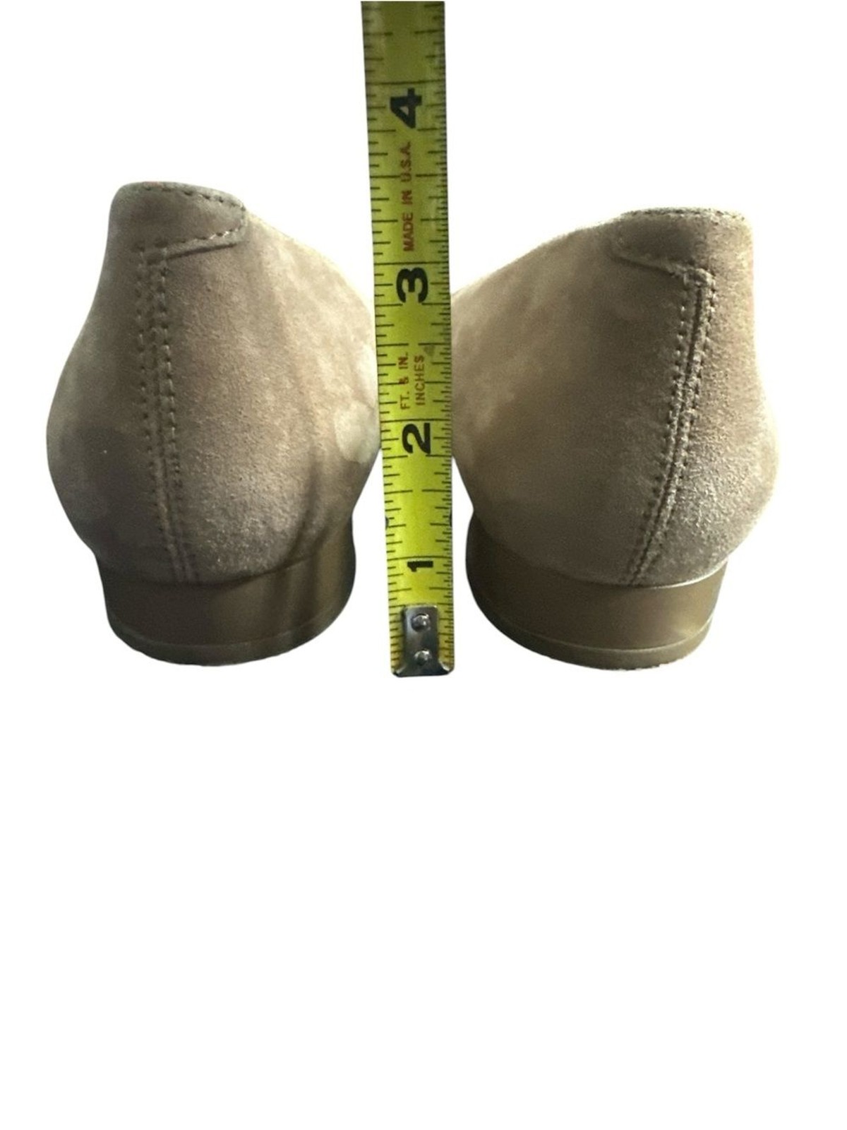 GEOX Pointed Toe Beige Brown Suede Leather Ballet Flats Accent Minimalist 38