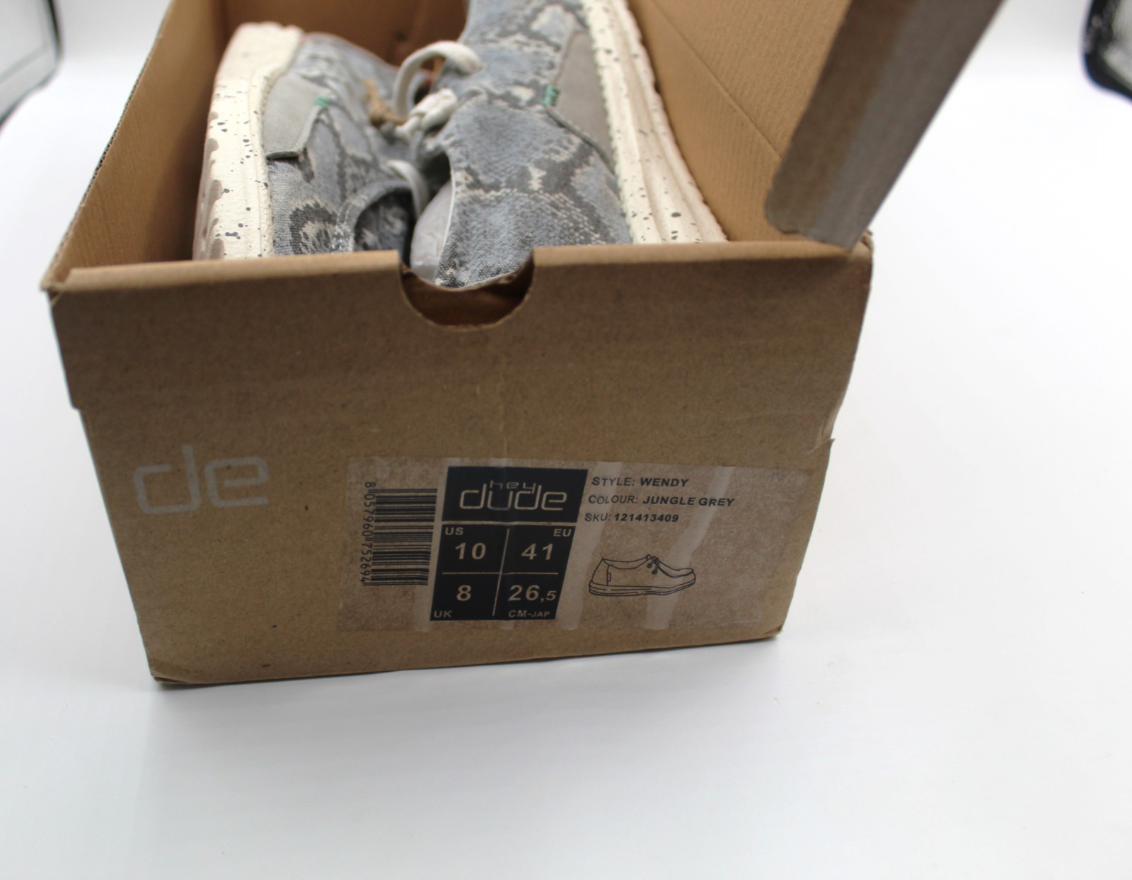 Hey Dude Wendy Jungle Grey Snakeskin Print Fabric Lightweight Slip On Women’s 10