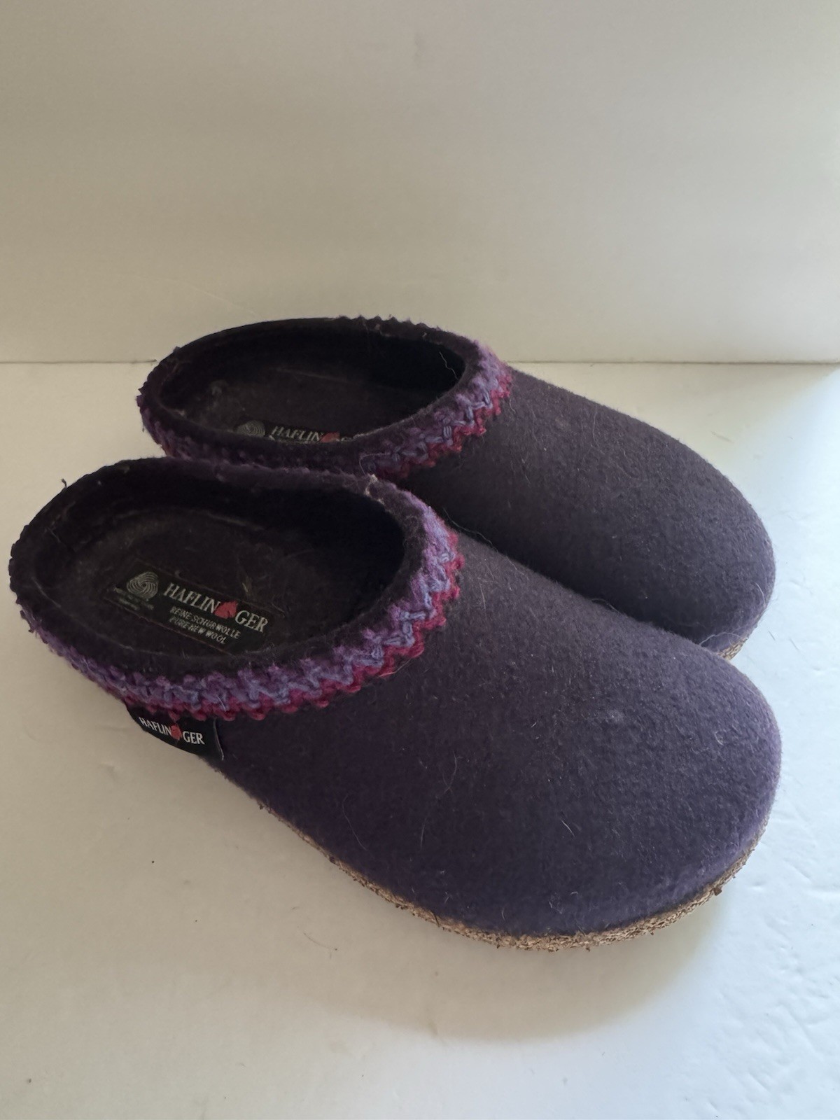 Haflinger Grizzly Zig Zag Clogs Wool EU 37 US 6 Purple Eggplant Germany Shoes