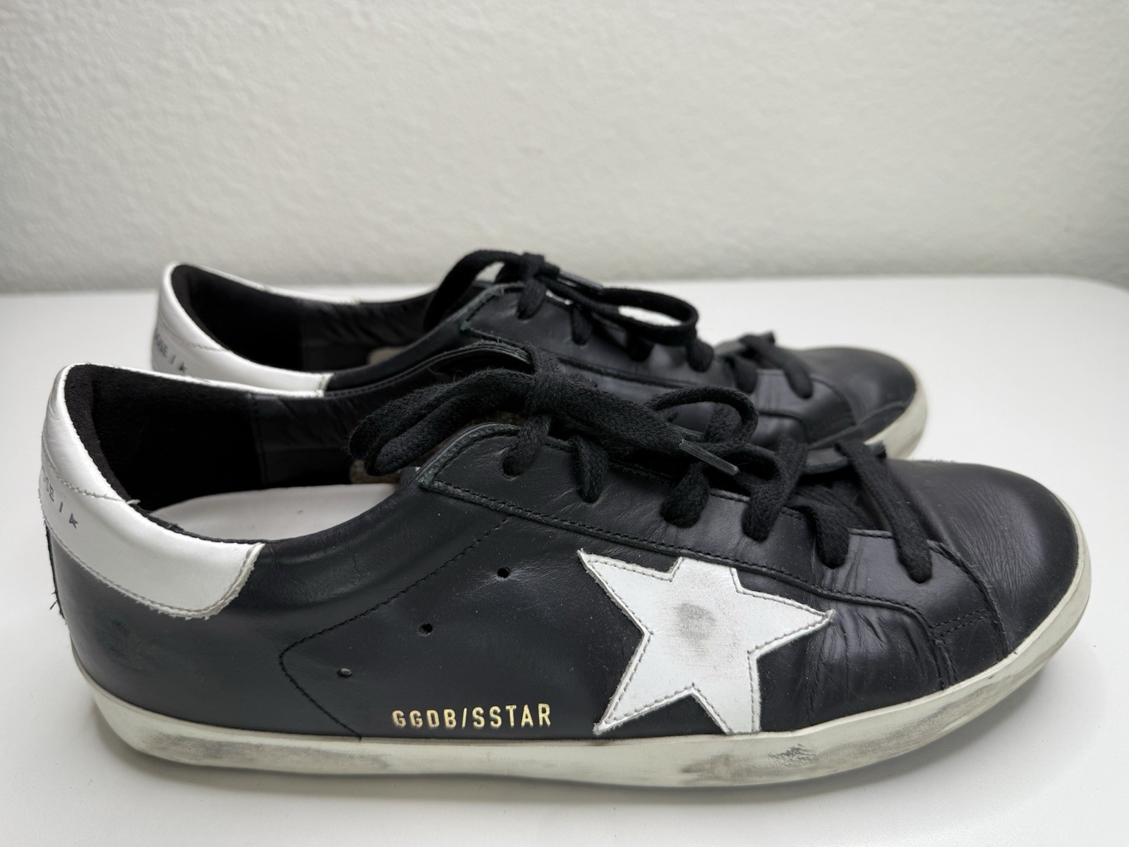 Golden Goose Super-Star Leather Sneakers in Black and White Size 41