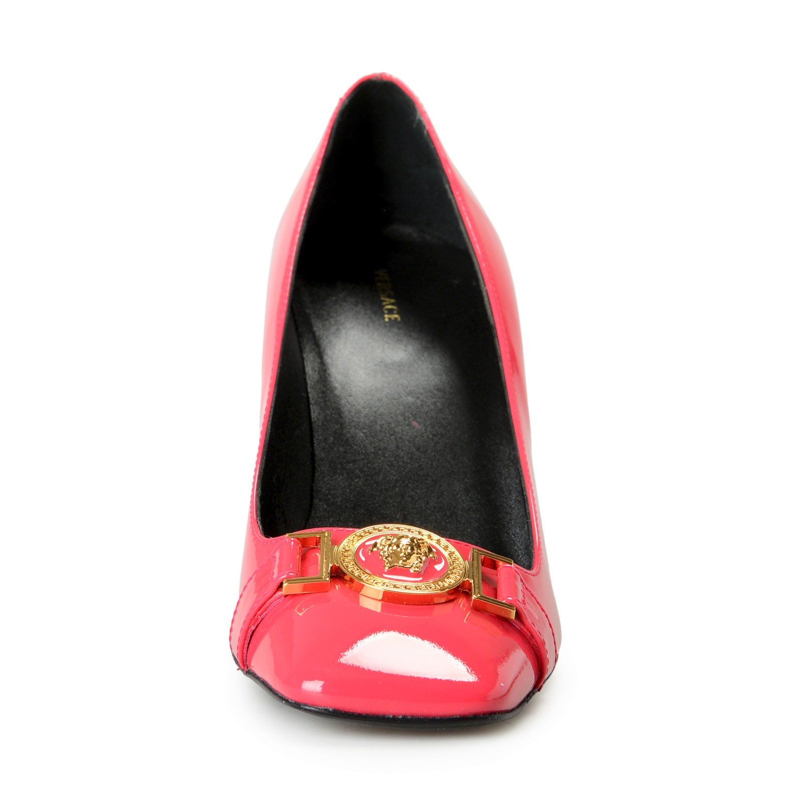 Versace Women’s Pink Gold Medusa Vernice Leather Heeled Pumps Shoes US 6 IT 36