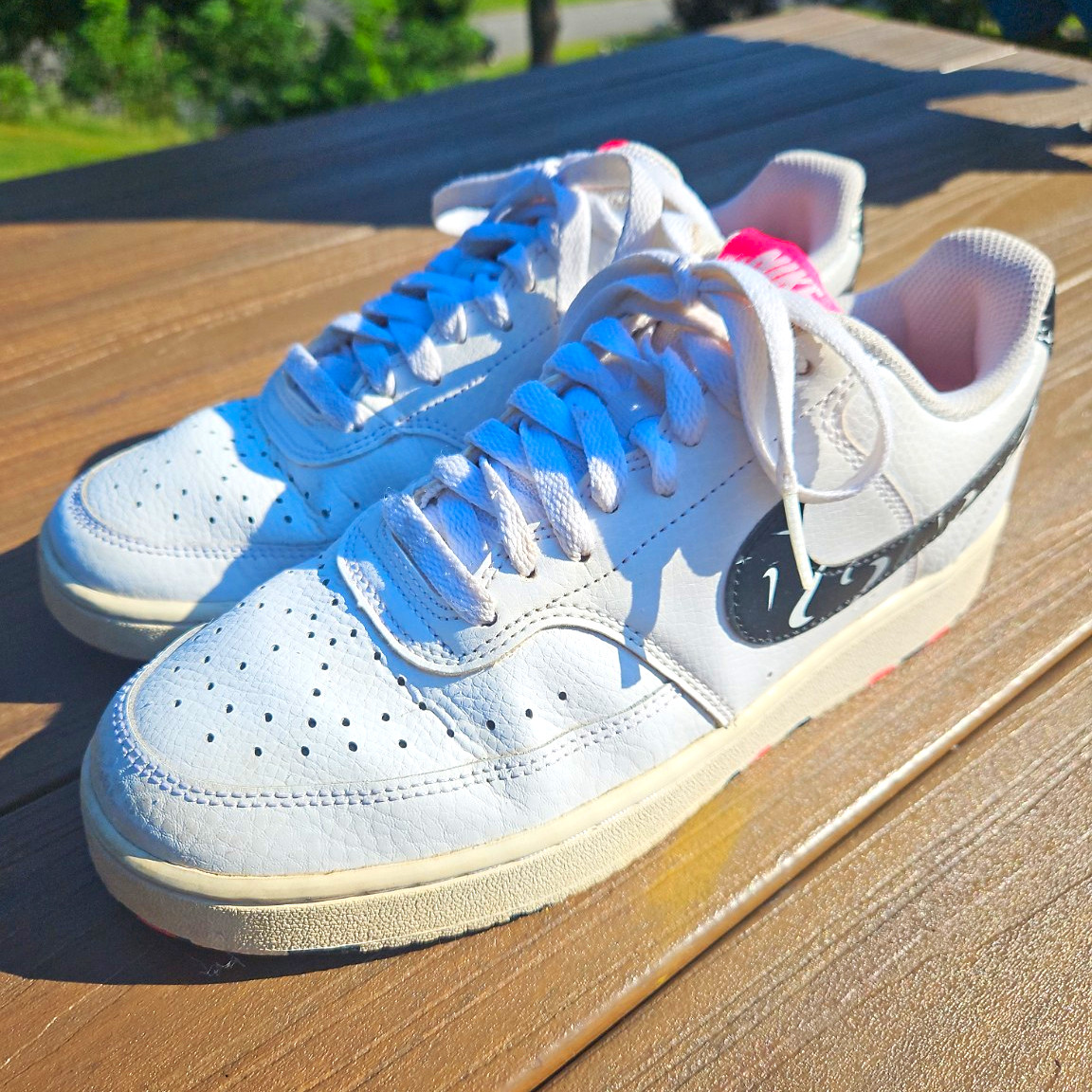 Nike Court Vision Low DM8079-100 Womens 8.5 White Pink Black Sneakers