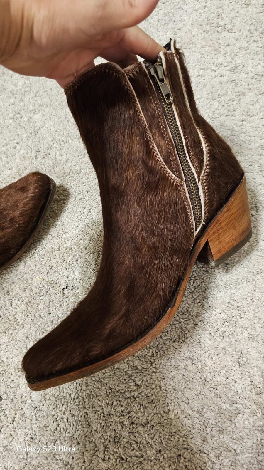 Granizo Café Liberty Black Genuine Cowhide Handmade Booties 8″ Shaft Size 9.5 #P