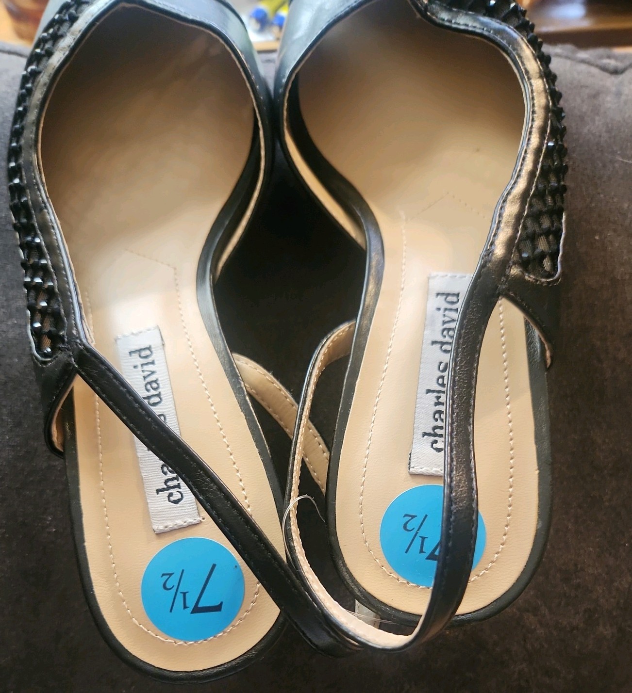 Charles David SZ 7.5 Black Rhinestones Classic Sophisticated. See Photos.