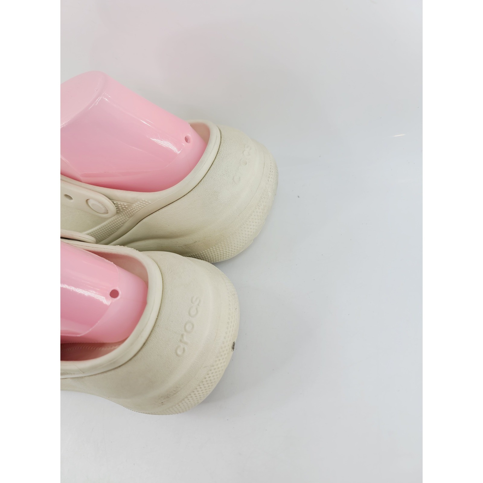 Crocs, Solid Croslite Slip On Clogs Sandals, Men Size 5 Womens Size 7 Bone White