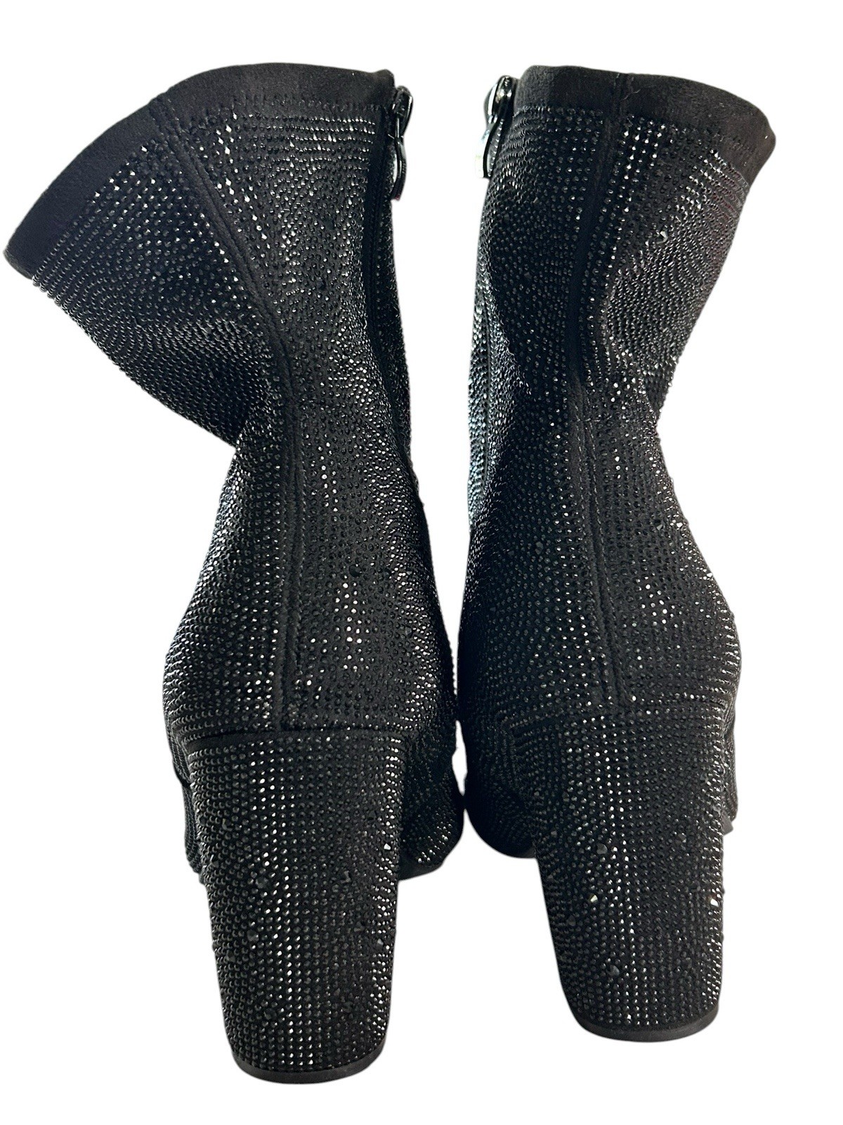 Torrid Black Sparkly Strappy Stretch Embellished Booties Boots, Women 8.5 W Wide