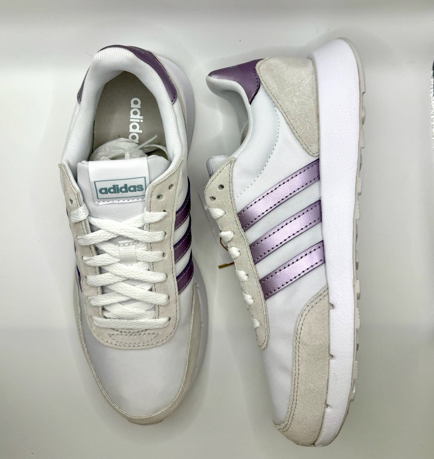 adidas Run 60S 2.0 Women’s Low Top Lace Up Sneakers White/Beige/Purple GX1713