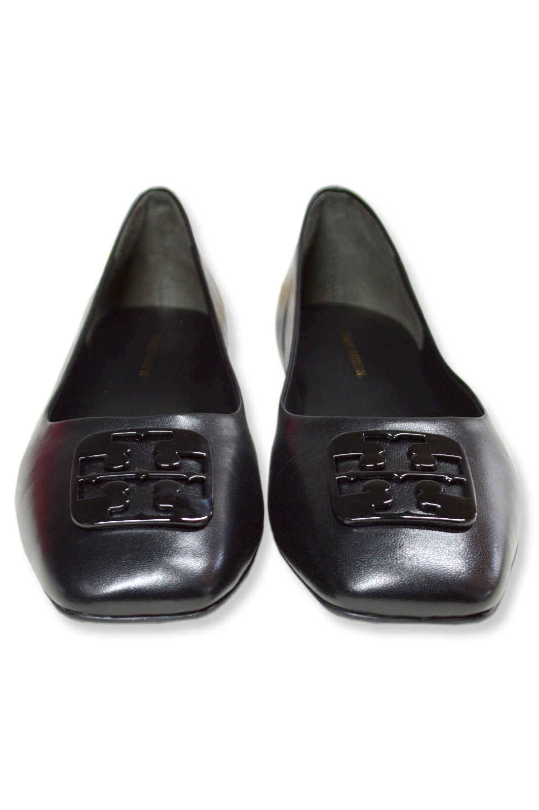 Tory Burch Womens Black Leather Georgia Rectangle Squared Balle Flats 8.5 TB-133