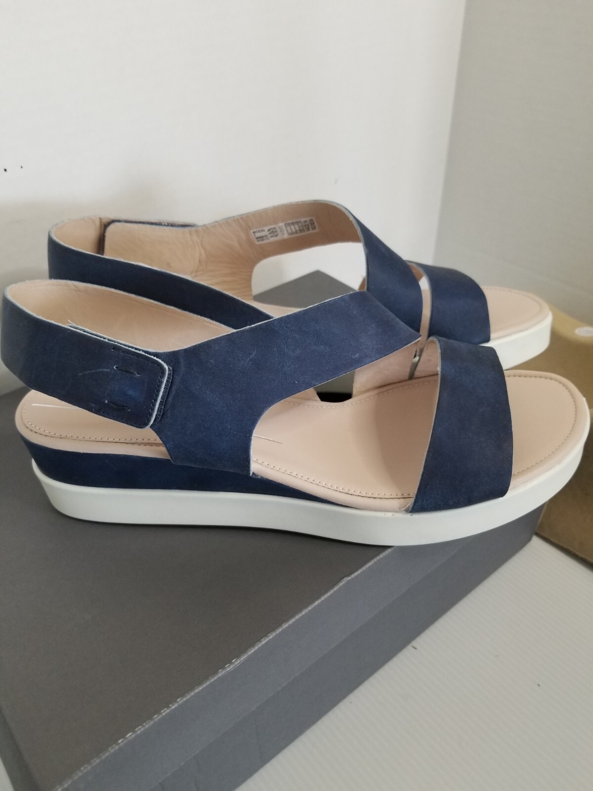 Womens ECCO Touch Sandal Plateau Sz 10-10.5 Indigo New In Box Danish Design