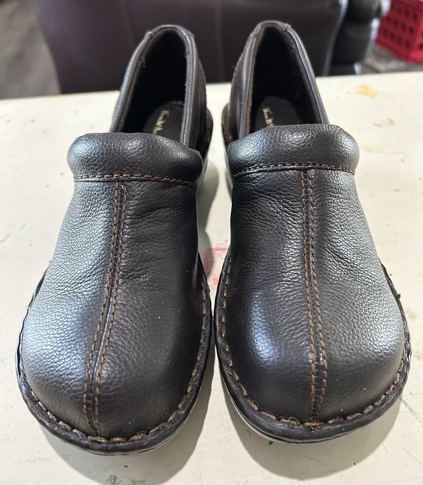 Thom McAn Womens Brown Leather Clogs Size 9 W Excellent Casual Workwear Career