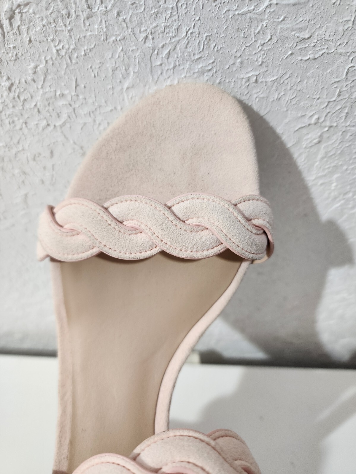 Stuart Weitzman Twistie Pink Suede Block Heels Ankle Strap Sandals Women’s Sz 7