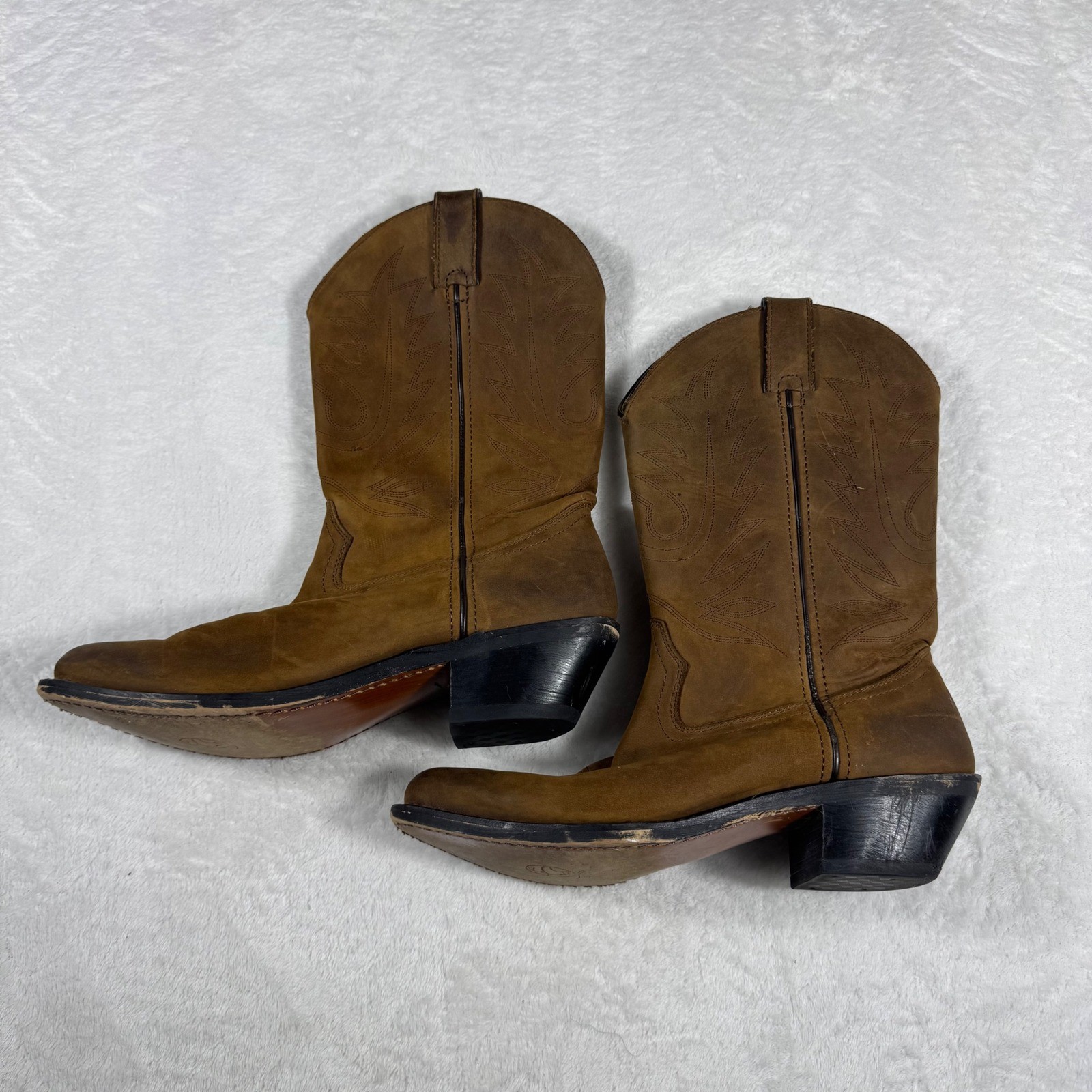 Western Boho Chic Durango Women’s 9M 11″ Tan Leather Cowboy Boots Pointed Toe