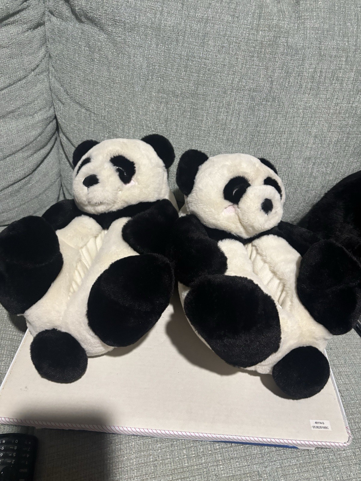 SG Companies Women’s Panda Faux Fur Slip-On Slippers 7-8 Black White
