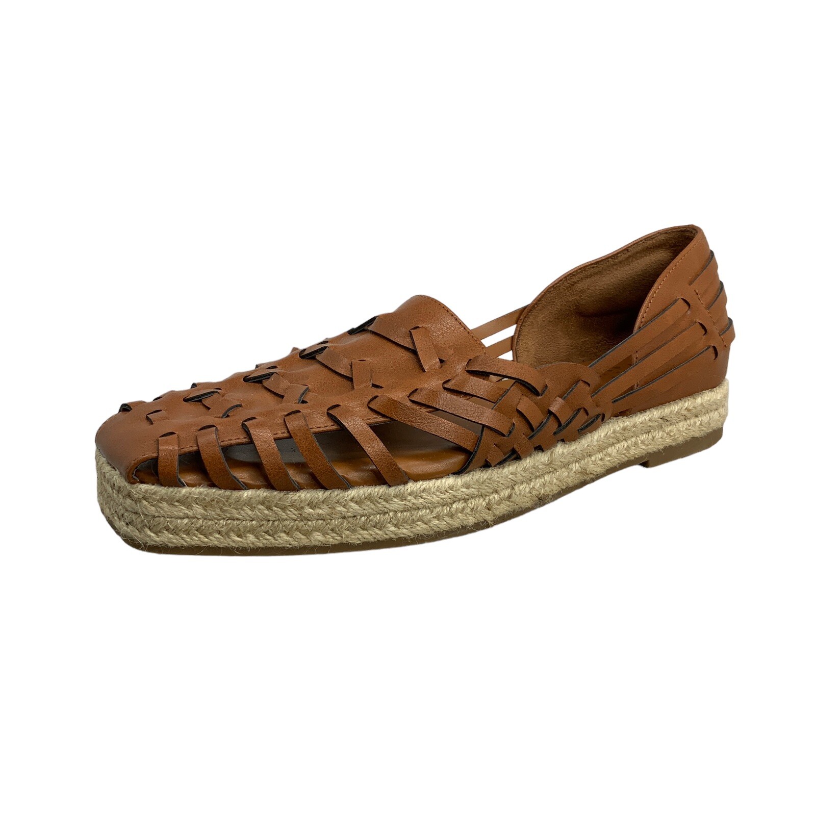Sam & Libby Size 9 Fisherman Espadrille Vegan Leather Cinnamon Slip On Shoe