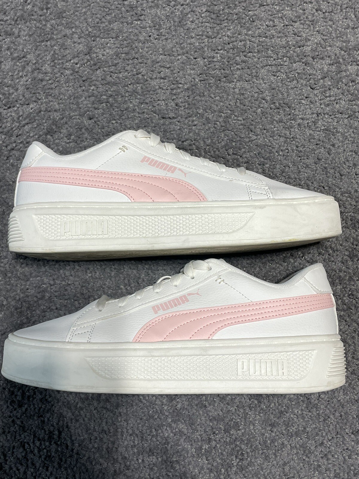 PUMA Womens Smash Platform V3 White Pink Sneaker Size 7 Pickleball Tennis Casual