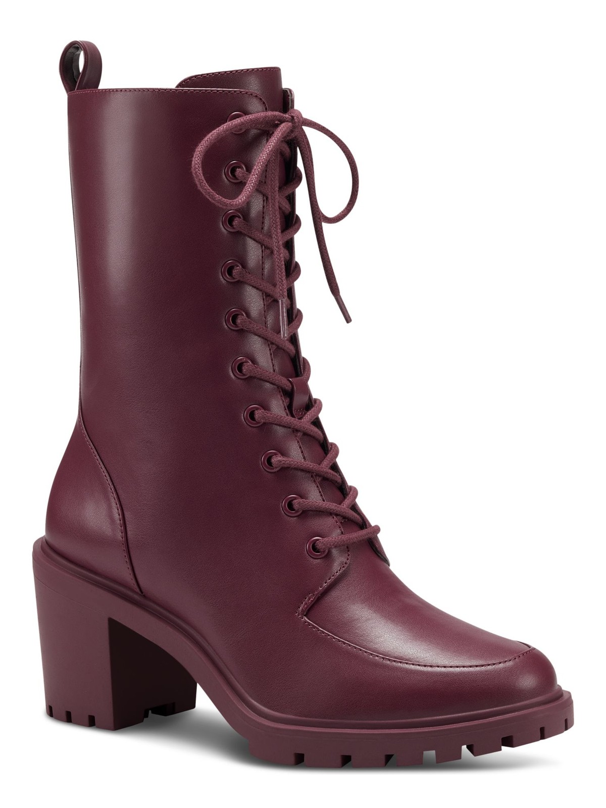 ALFANI Womens Burgundy Lace Up Pull Tab Blaire Round Toe Block Heel Booties 8 M