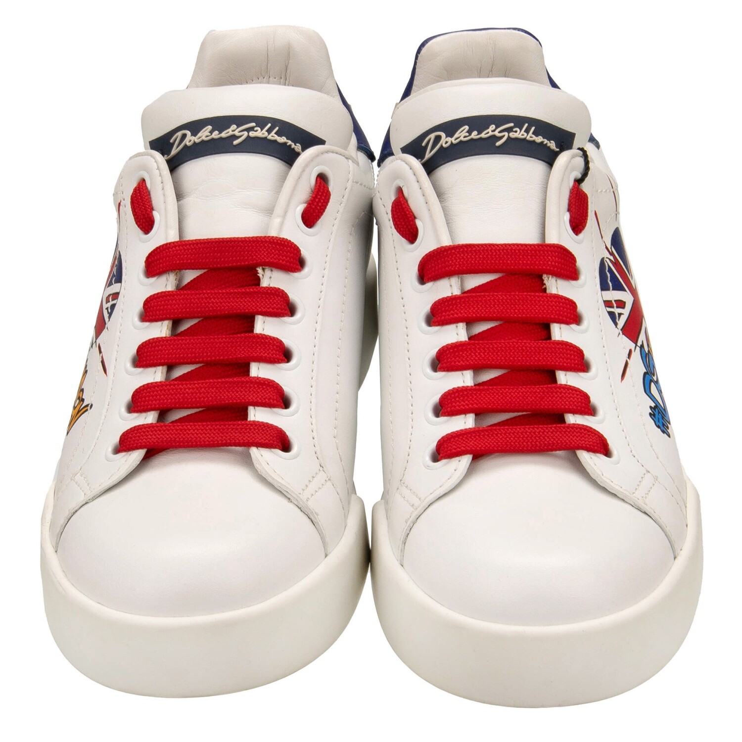 DOLCE & GABBANA Portofino Logo Low-Top Sneaker Sports Shoe Weiß Rot