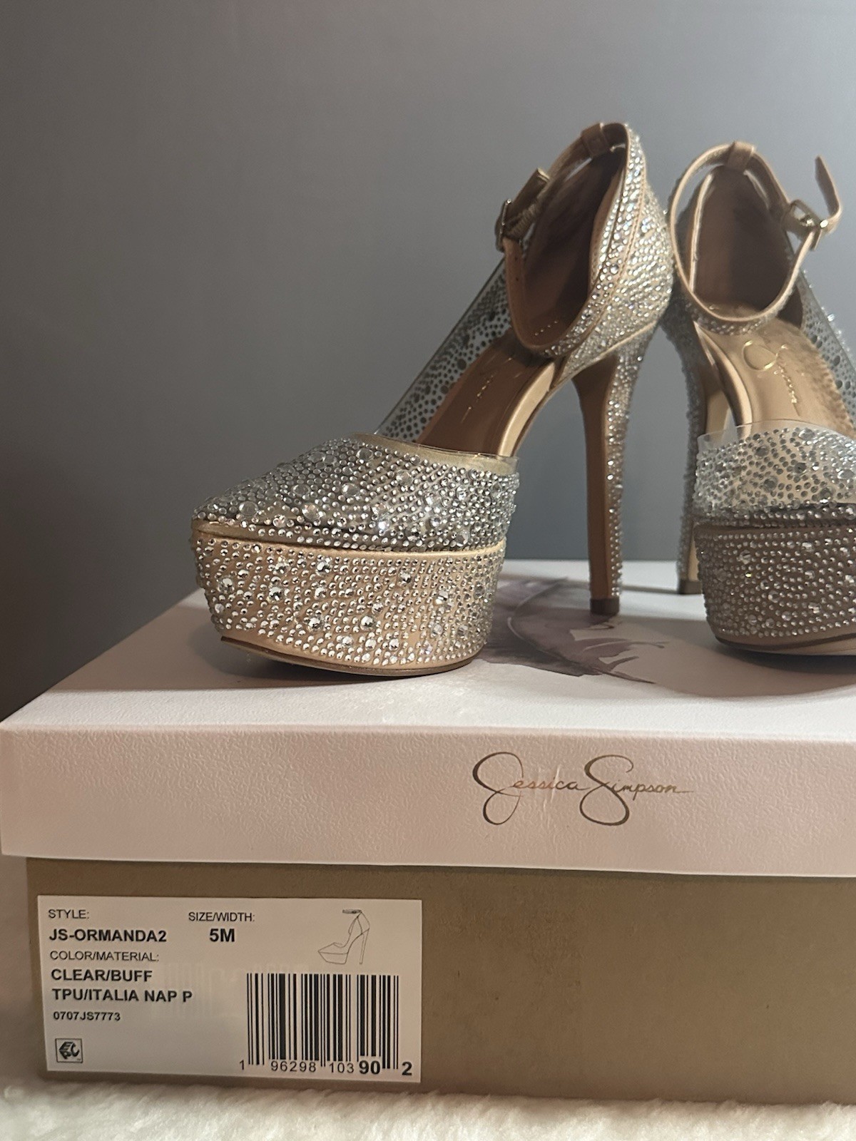 Jessica Simpson Crystal Platform Pumps Size 5