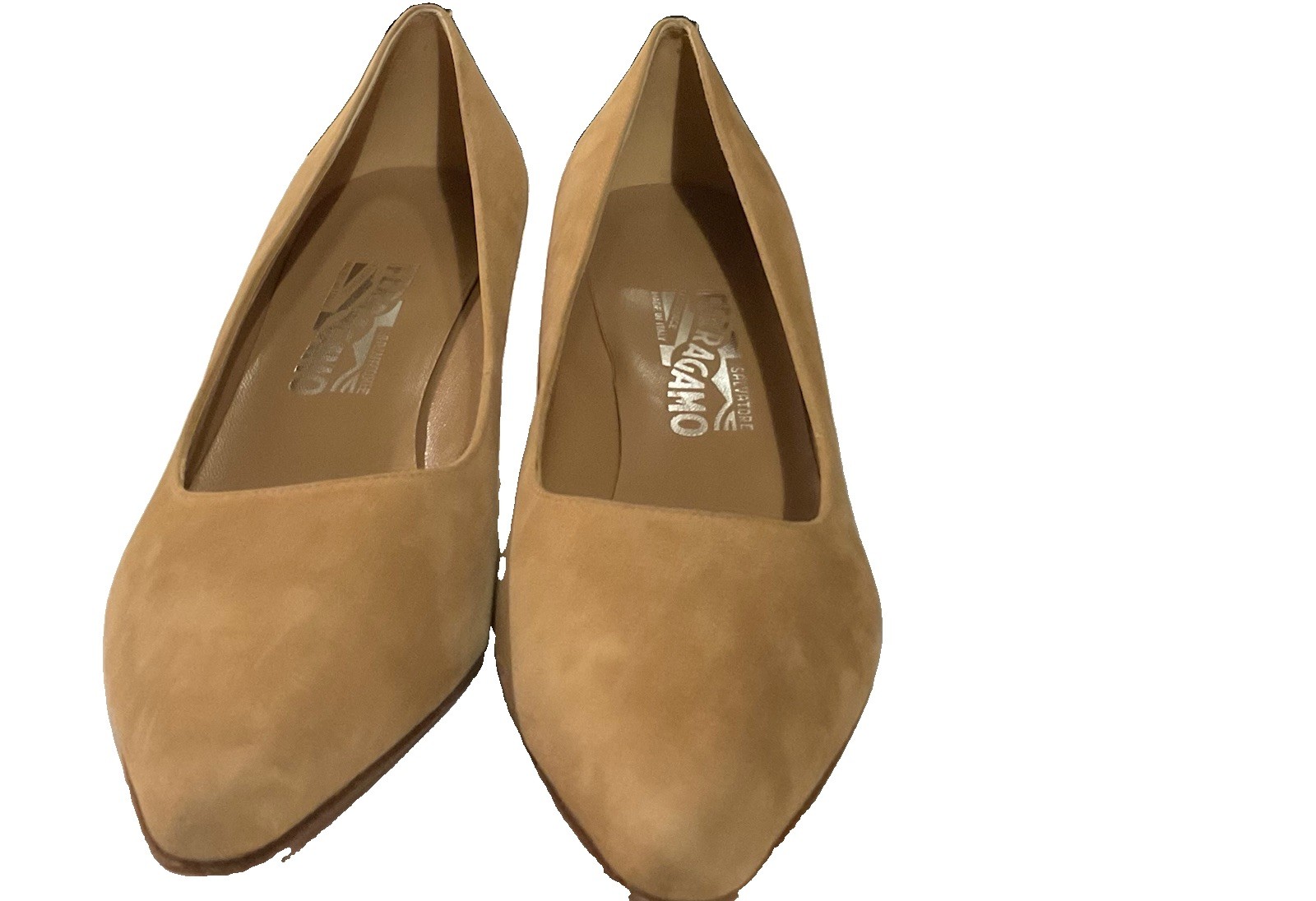 salvatore ferragamo women Camel Suede Pointed Toe Pumps Size 9