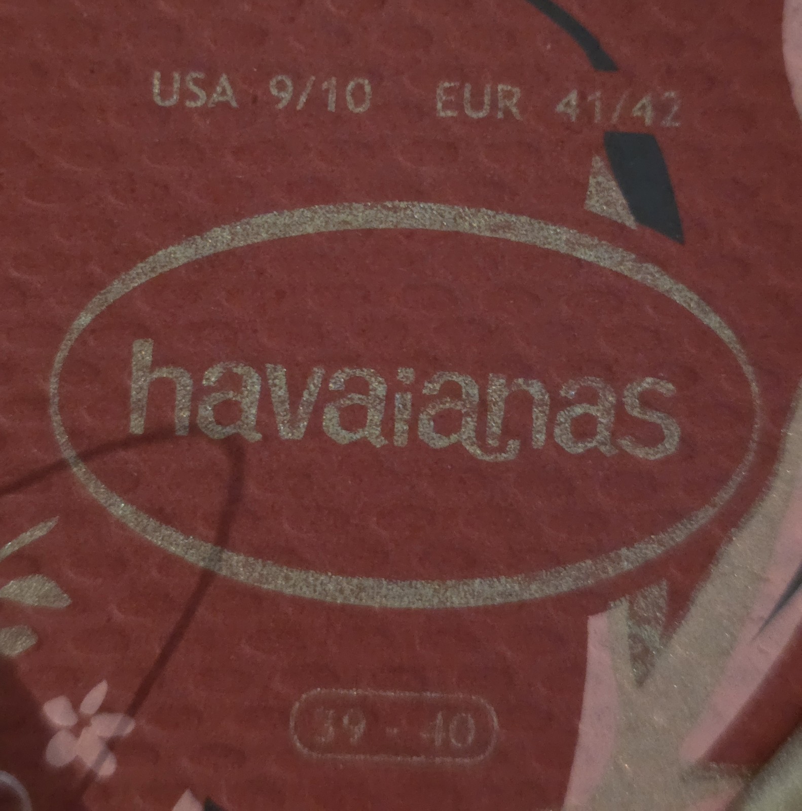 Havaiana’s Slim Organic Vermelho Apache Floral Flip Flops Size:9/10 USA Red Pink