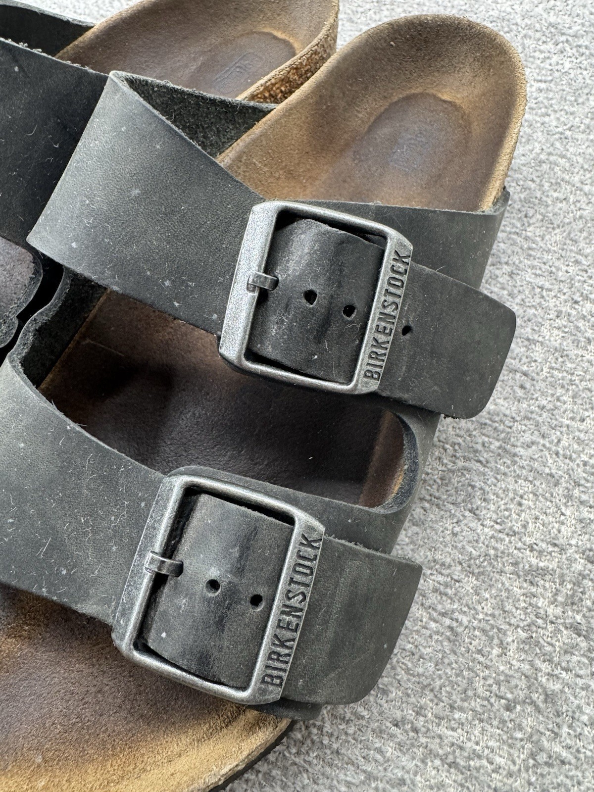Birkenstock Arizona Soft Footbed Black Suede Leather Sandals 38 Woman’s 8