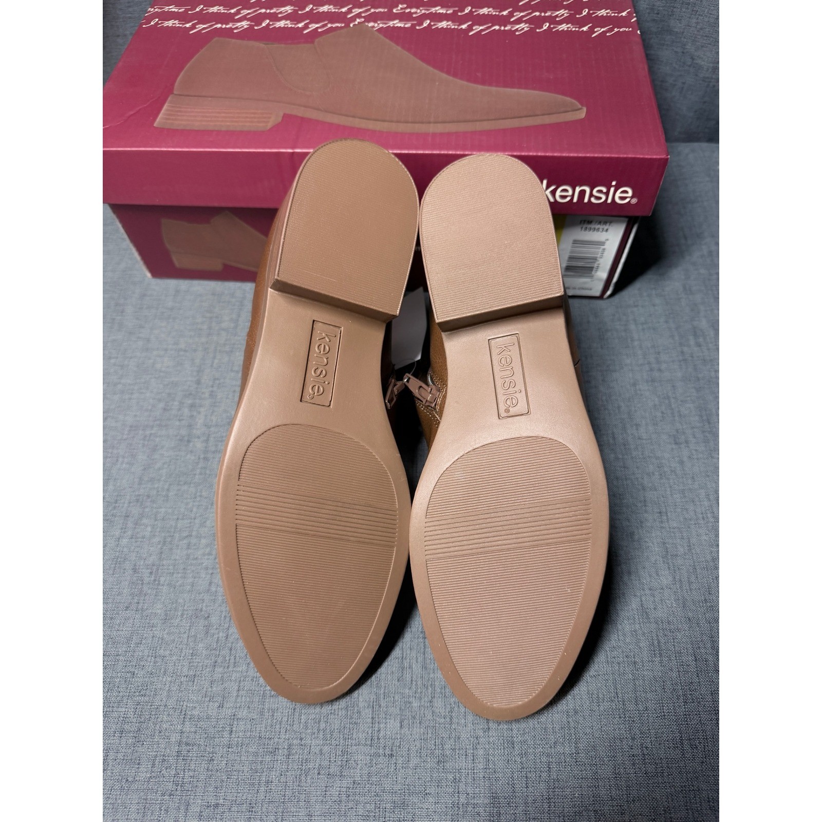 Kensie Sammy Brown Ankle Booties Side Zip Low Block Heel Shoes Womens 6 NEW