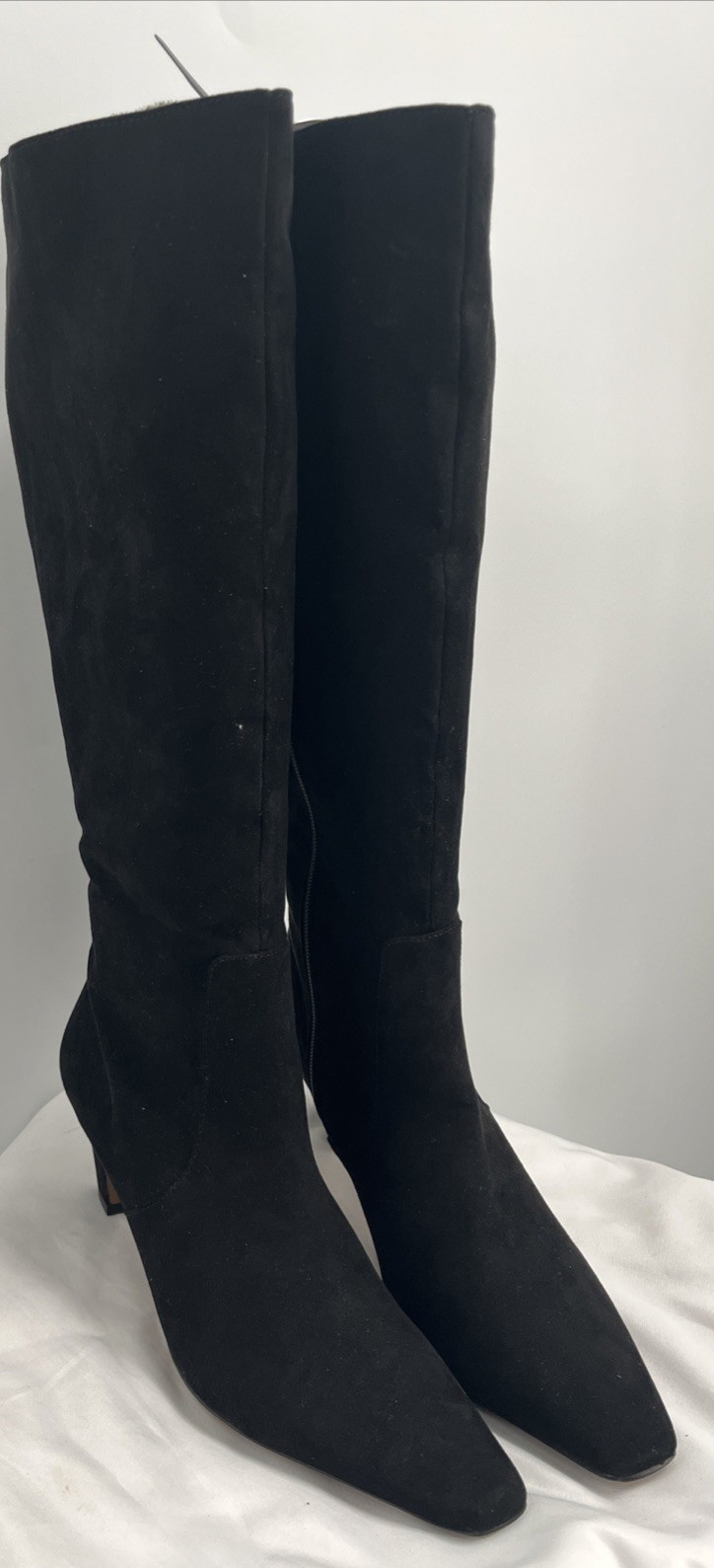 LTS Women’s Black Micro Faux Suede Kitten Heel To The Knee High Boots US Size 10
