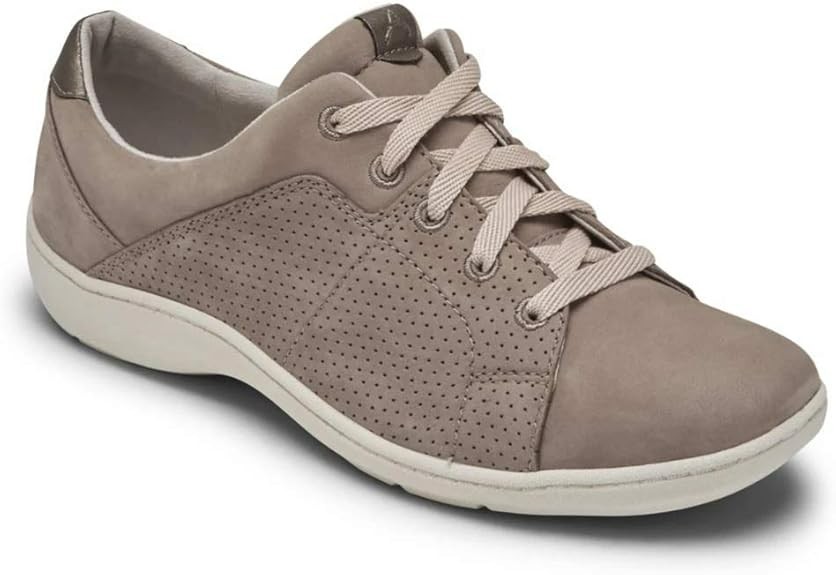 Aravon Lia Tie Taupe Nubuck Walking Shoe Lace Up sz 9.5 2A NARROW