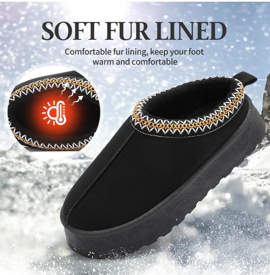 Women Winter Slippers Platform Snow Boots Fur Lined Casual Flat Shoes