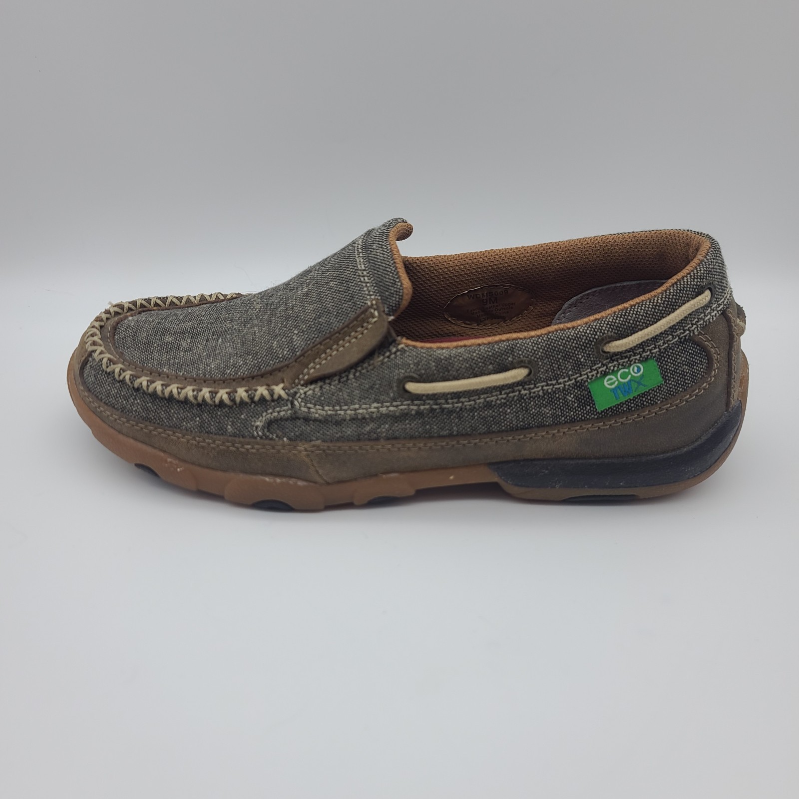 Twisted X ecoTWX Womens 9 M Brown Leather Western Driving Mocs Comfort Boat Shoe