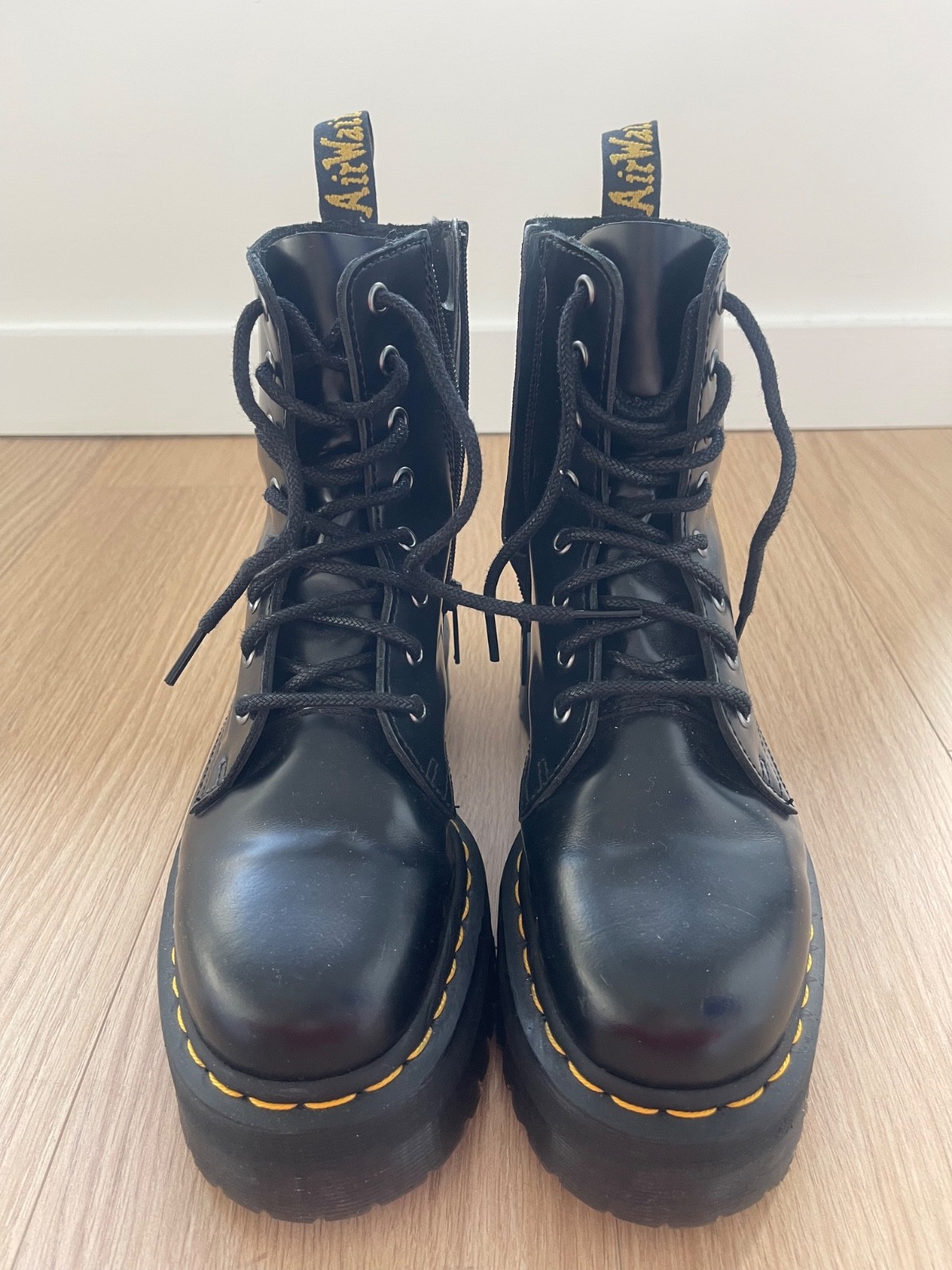 Dr. Martens Jadon Platform Boots Black Leather Women’s US 7 Excellent
